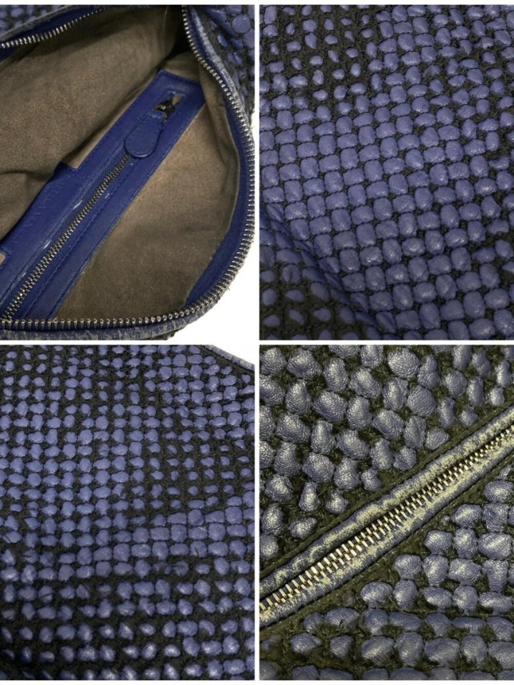 BOTTEGA VENETA Blue Black Leather Chemical Fiber B********* Handbag - Picture 11 of 14